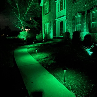 Our color-changing pathway lighting can change color for any holiday throughout the year. Photo